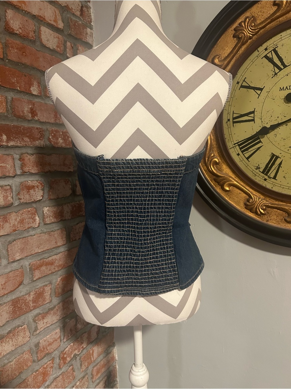 Zara • Denim Button-Up Tube Top NWOT - Picture 3 of 5